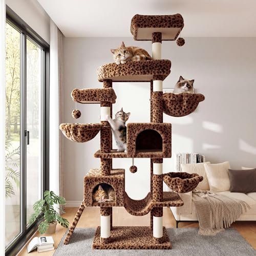 82 inch Cat Tree Tower (Leopard Print)