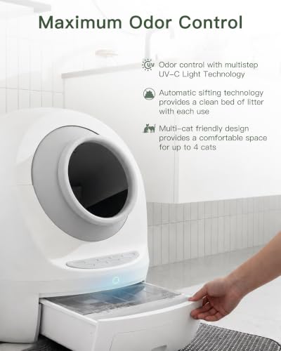 Casa Leo Automatic Self Cleaning Cat Litter Box Bundle with App Control (Leo Gray)