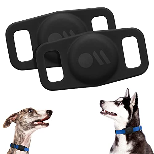 2 Pack AirTag Dog Collar Holder (Black - 2 Pack)