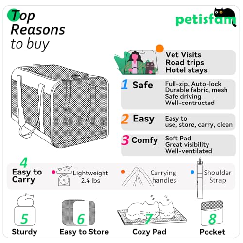 Soft Pet Carrier Bag for Cats and Puppy Under 20 lbs. Sturdy (Grey)