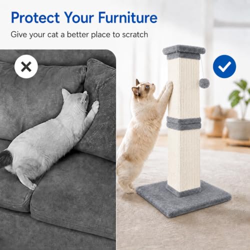 Cat Scratching Post for Indoor Cats (Light Gray)