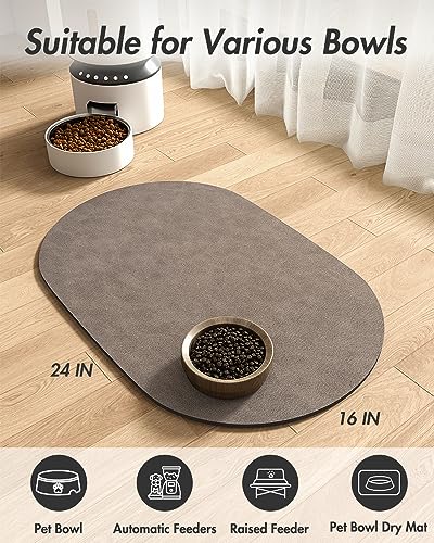 Absorbent Dog Food Mat (Brown / 16"x24")