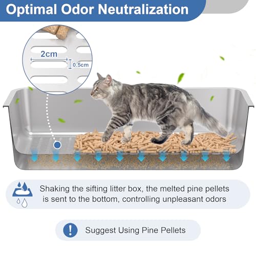 XXXL Stainless Steel Sifting Litter Box with Lid (XXXL:28''x20''x10'')
