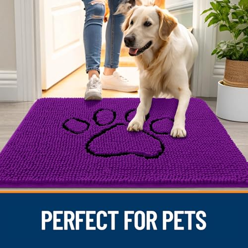 Dog Door Mat for Muddy Paws 48x30 (Purple / 48" X 30")