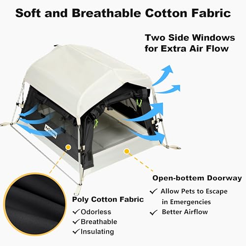 Tent House for Pets up to 25 lb (Black / Small, 24.4''L x 19.7''W x 16.5''H)