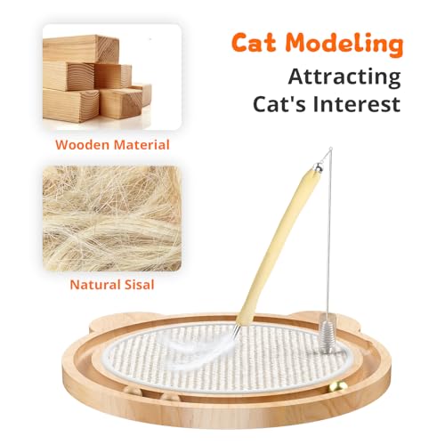 Cat Scratcher Toys Natural Sisal Pad Kitten Interactive Ball Track (Light Gold)