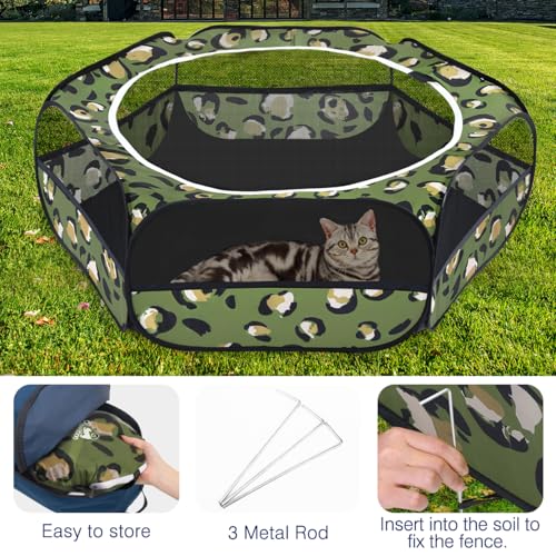Small Animal Playpen with Zippered Cover (T-Leopard Print)