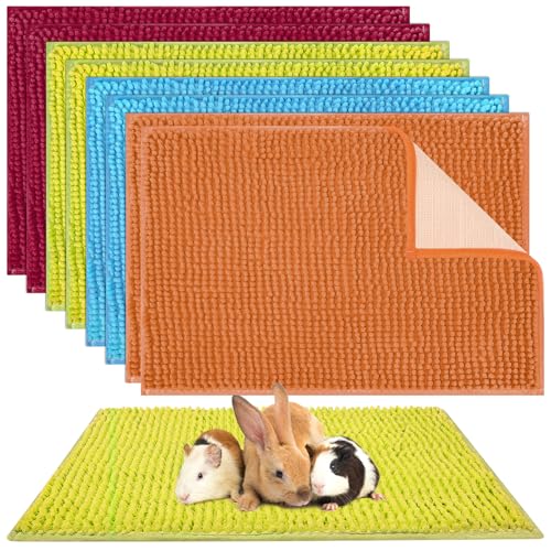 8 Pcs 24x16'' Guinea Pig Cage Liner Washable Rabbit Fleece Mat (Champagne, Lake Blue, Dark Purple, Grass Green / 24x16'')