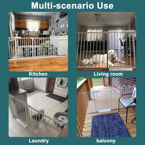52.76 57.48" Extra Wide Pressure Mounted Baby Gate 30" Tall White (White / 52.76-57.48"/134-146cm)