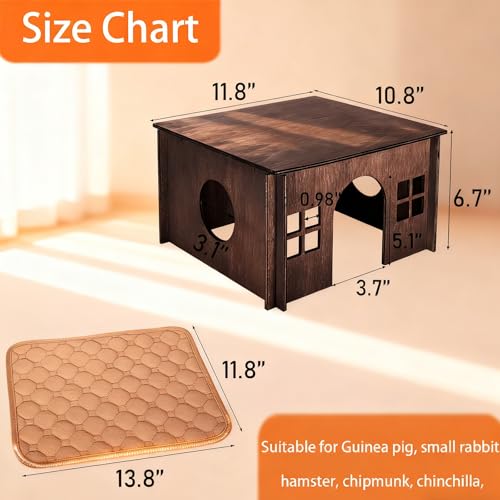 Wooden Guinea Pig Hideout (Walnut Style 1 / Medium)