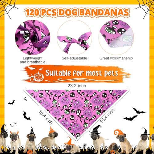 120 Pcs Fall Dog Bandanas Halloween for Small Dogs Cats
