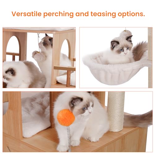Cat Tree with Litter Box Enclosure for Indoor Big Cat HCT110WB (Walnut / 60 inch)