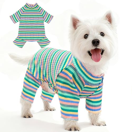 Striped Dog Pajamas Stretchy Cute Four (Green / X-Large)