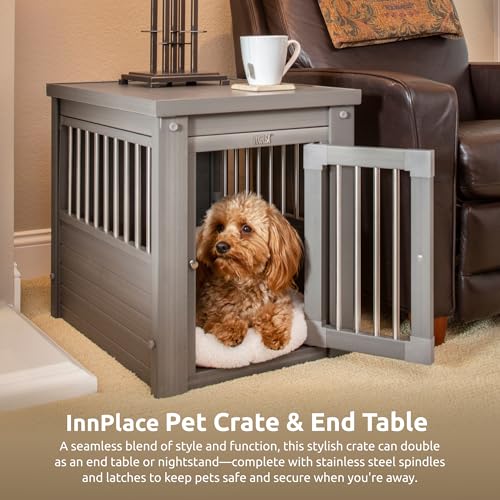 ECOFLEX® Small Furniture Style Dog Crate & End Table (Grey / 23.8"L x 18.2"W x 22.2"H)