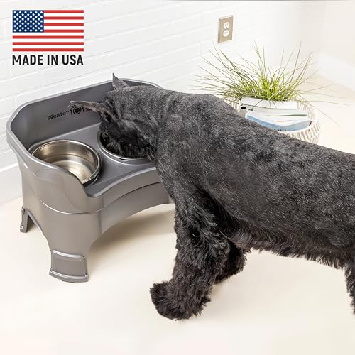 Neater Feeder Deluxe Mess (Large + Slow Feed Bowl Combo / Gunmetal)