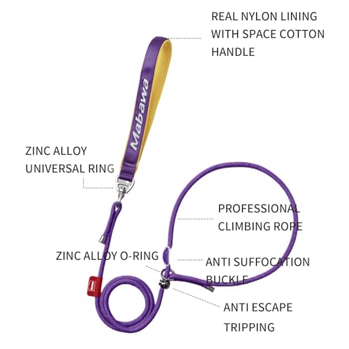 Dog Anti Slip Leash 5FT with Metal Stopper (Purple / 5 FT)