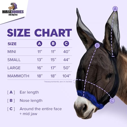 Donkey Fly Mask with Long Ears (Small Donkey / Orange)
