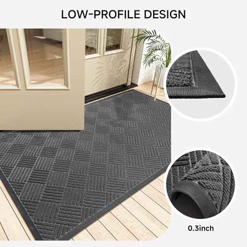 Front Door Mat (3' x 5' (Rectangular) / Grey Diamond)