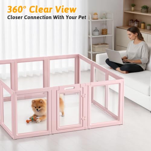 Acrylic Dog Playpen Indoor (Skin Pink / 23.6"H)