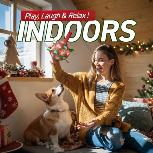 Christmas Dog Balls with Straps (Christmas 1 / Medium Size 2 (6 Inch))