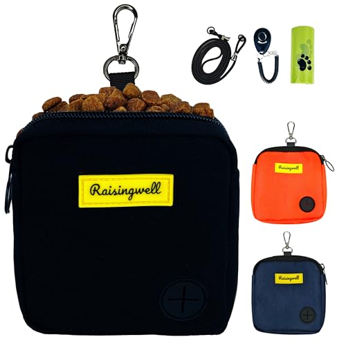 Dog Treat Pouch for Pet Walking and Training with Clicker Poop Bags Small Fanny Zipper Pack Holder for Puppy Snack Dispenser Kit for Leash and Outdoor Use (One Bag / a1.Black)