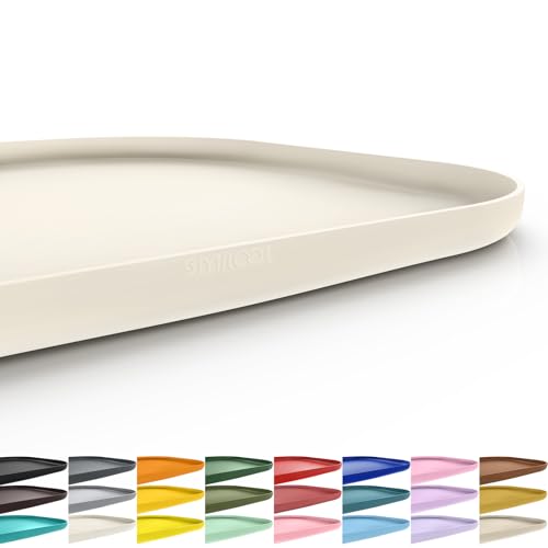 Waterproof Silicone Pet Food Mat with Raised Edge for Dog & Cat (White Sand / 24"L x 16"W)