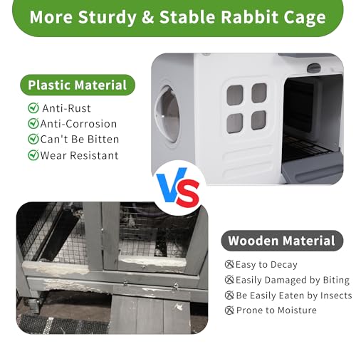 Rabbit Cage Outdoor Indoor (Grey / 42.1" L x 17.7" W x 27.2" H)