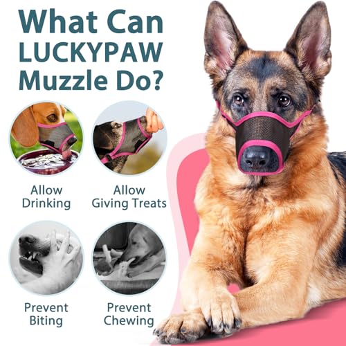 Dog Muzzle for Large Medium Small Dogs German Shepherd Labrador (Hot Pink / M(Snout:8.75"-9.5"))