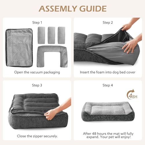 Extra Large Orthopedic Dog Beds Large Sized Dog (XXL(48"L x 34.5"W x 10"Th) / Light Grey)