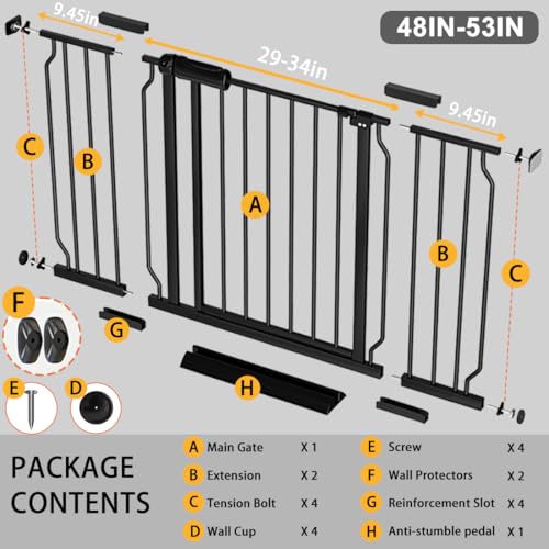 48 53 Inch Extra Wide Baby Gate Easy Walk (Gate: 48-53 Inch)