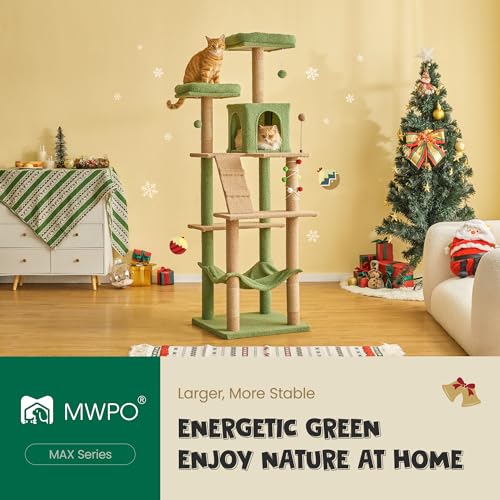 70.1 Inch Green Large Cat Tree (70.1 in / Green)