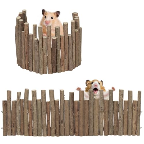 2 Pcs 11.8in Wooden Hamster Fence (11.8in (Natural))