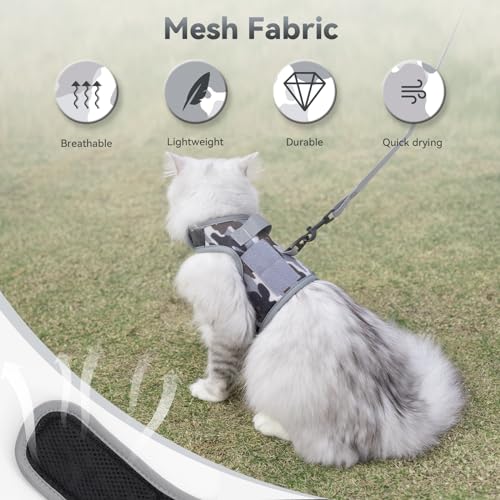 Cat Harness and Leash Set Escape Proof (City Camo / Xs 2-4 lbs)
