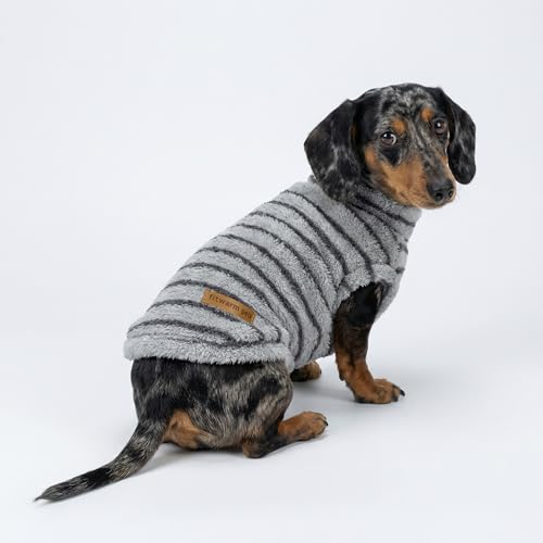2 Pack Striped Fleece Dog Sweater (Medium / Blue-Grey)