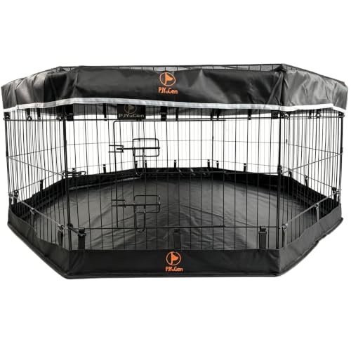 Puppy Playpen with Top Cover & Bottom Pad (Black / X-Small Pen: 24-Inch High)