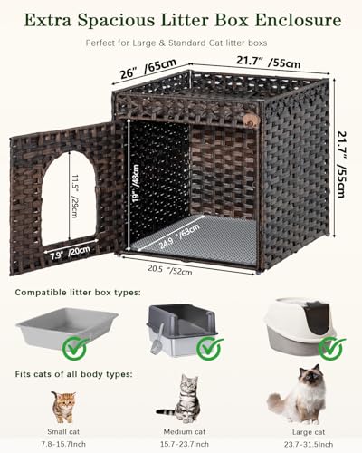 Cat Litter Box Enclosure (Brown / XL)