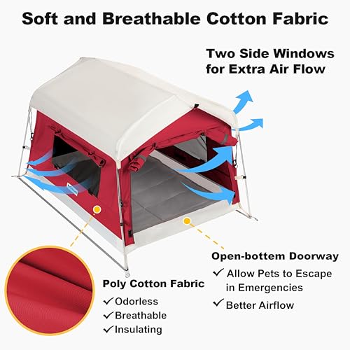 Tent House for Pets up to 100lb (Red / Large, 39.4''L x 31.5''W x 26.4''H)