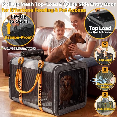 Expandable Large Pet Carrier (24.0"L x 16.0"W x 16.0"H / Mid-Hemp Gray)