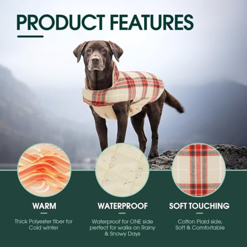 Waterproof Dog Coat (Beige&Red / X-Small (Pack of 1))