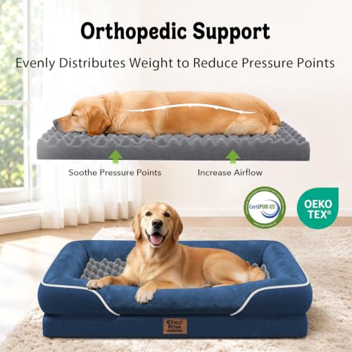 Orthopedic Waterproof Dog Bed for Large Sized Dogs (Blue / 45"L x 35"W x 7.5"Th)