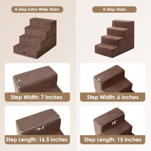 Dog Stairs for Bed 18" H (Brown / Extra Wide 16.5" x 28" x 18")