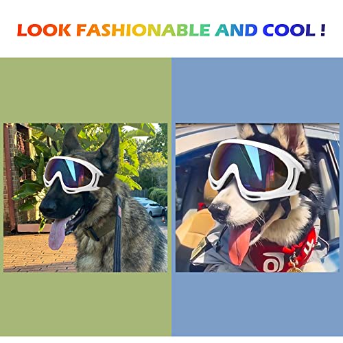 Large Dog Sunglasses (White Frame&Colorful Lens&L)