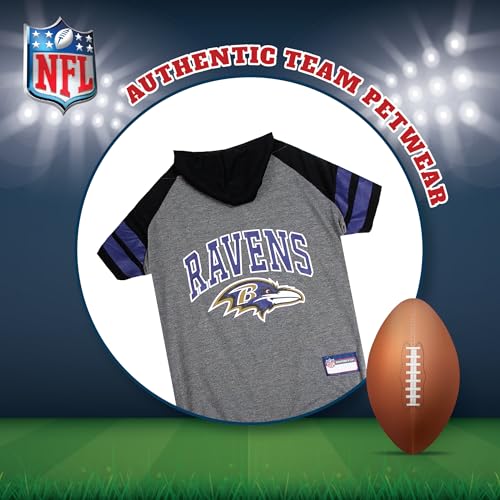 Hoodie T Shirt for Dogs & Cats. Pets First Football Licensed Dog Hoody Tee Shirt (X-Small / Baltimore Ravens)
