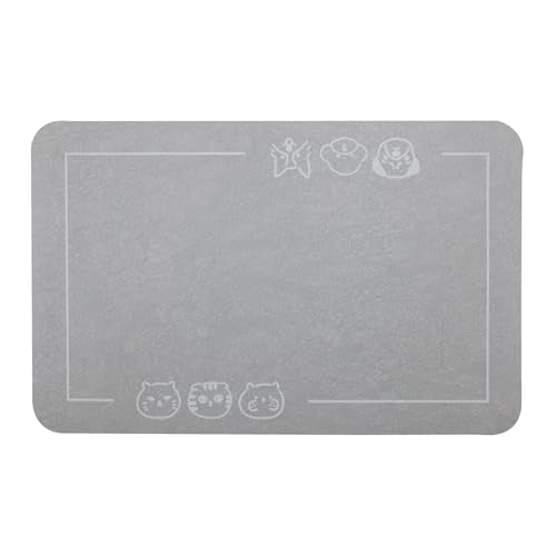 Cat Pet Food Mat (Gray / 18.1"L x 11.8"W)