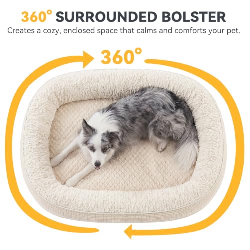 Orthopedic Dog Bed for Extra Large Dogs (Beige / 48"l X 35"w X 7.5"th)