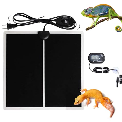 Reptile Terrarium Heat Pad with LCD Digital Aquarium Thermometer (5W, 5.5*6 in)