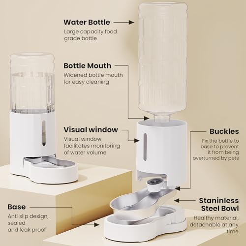 Gravity Dog Water Bowl Dispenser (White / 9.5L+Stand+Mat)