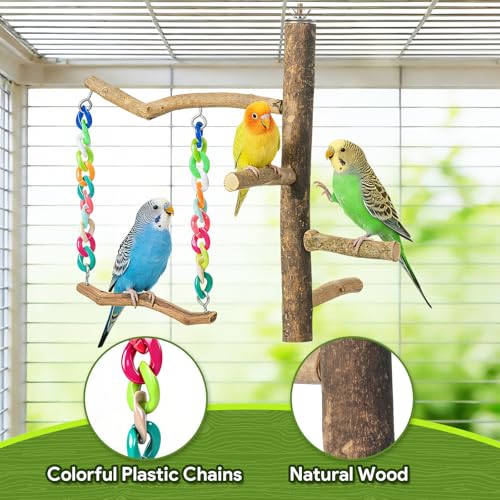 Bird Toys Bird Swing Toys with Perch Stand (Natural Wood / Swing Toys with Perch Stand)