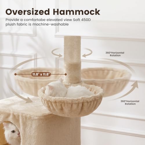 65in Large Cat Tree Heavy Duty Tower Condo & Sisal Posts for Cats (Biege-Plus / 65 in)