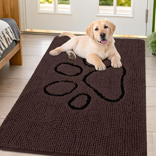 Dog Door Mat for Muddy Paws (47"X32" / Brown and Black)